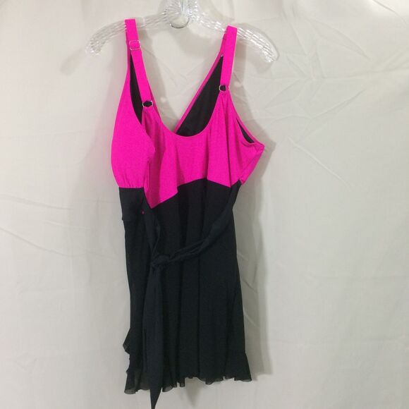 NEW BMJL Swim Dress XXL Pink Black Sheer Skirt Adjustable Straps New with Tags - Picture 4 of 6